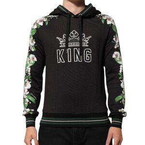 Dolce & Gabbana Men's Black Orchid Printed Hoodie - Size 48 (Medium) - Italy